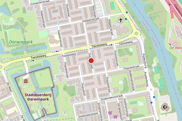 Brandweer-melding op Thijssestraat, Zaandam op 30 mei, kaart-overzicht