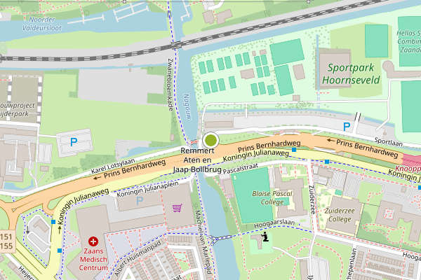 Ambulance-melding op Sportlaan, Zaandam op 29 mei, kaart-overzicht