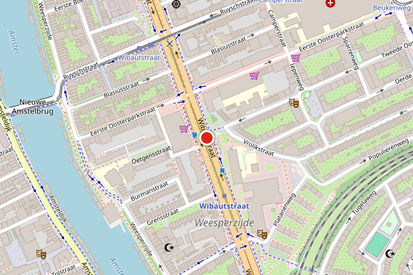 Brandweer-melding op Wibautstraat, Amsterdam op 31 mei, kaart-overzicht