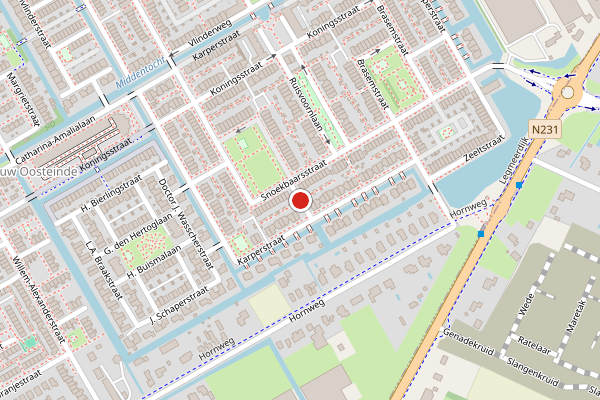 Brandweer-melding op Karperstraat, Aalsmeer op 31 mei, kaart-overzicht