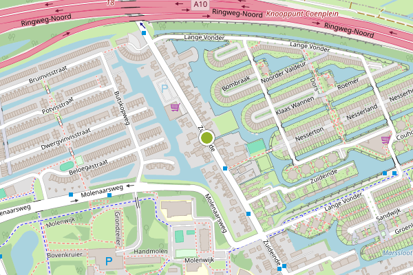 Ambulance-melding op Zuideinde, Amsterdam op 31 mei, kaart-overzicht