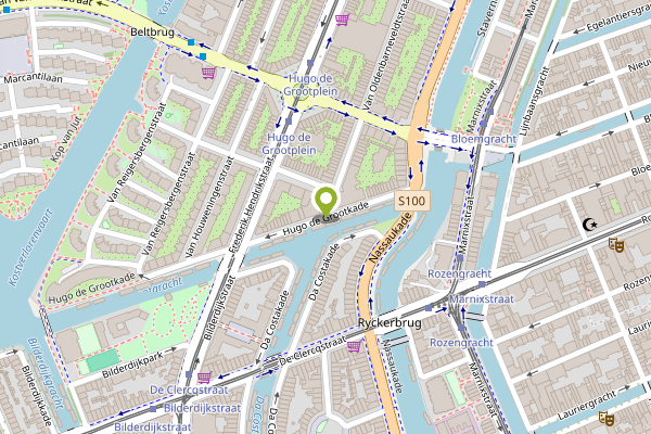 Ambulance-melding op Hugo de Grootkade, Amsterdam op 28 april, kaart-overzicht