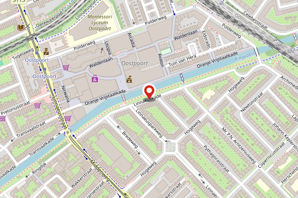 Brandweer-melding op Linnaeuskade, Amsterdam op 28 april, kaart-overzicht