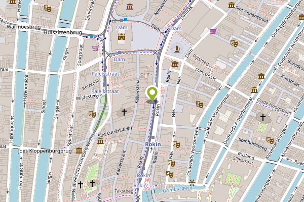 Ambulance-melding op Rokin, Amsterdam op 28 april, kaart-overzicht
