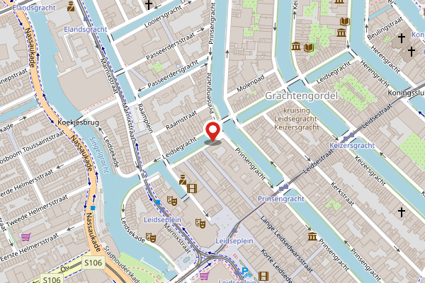 Brandweer-melding op Leidsegracht, Amsterdam op 28 april, kaart-overzicht