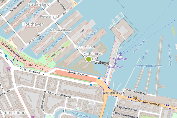 Ambulance-melding op Karlskrona-eiland, Amsterdam op 31 mei, kaart-overzicht