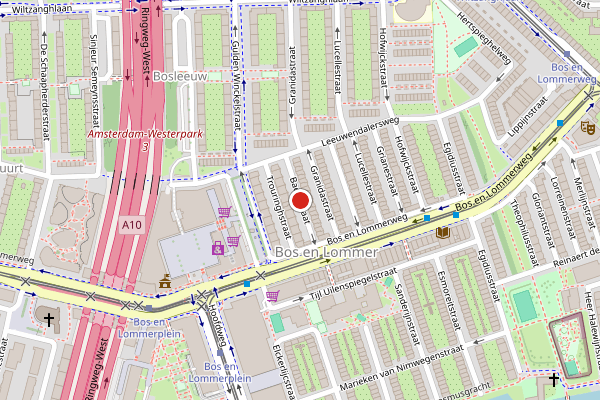 Brandweer-melding op Baetostraat, Amsterdam op 1 juni, kaart-overzicht