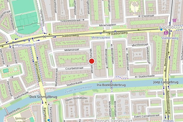 Brandweer-melding op Michelangelostraat, Amsterdam op 1 juni, kaart-overzicht