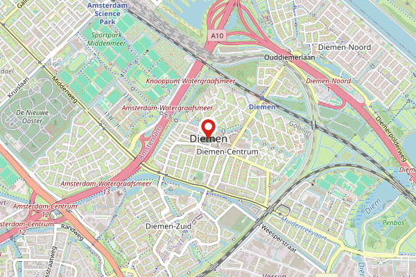 Brandweer-melding op Prinses Beatrixlaan, Diemen op 24 april, kaart-overzicht
