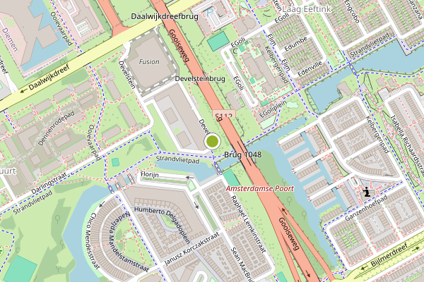 Ambulance-melding op Develstein, Amsterdam op 1 juni, kaart-overzicht