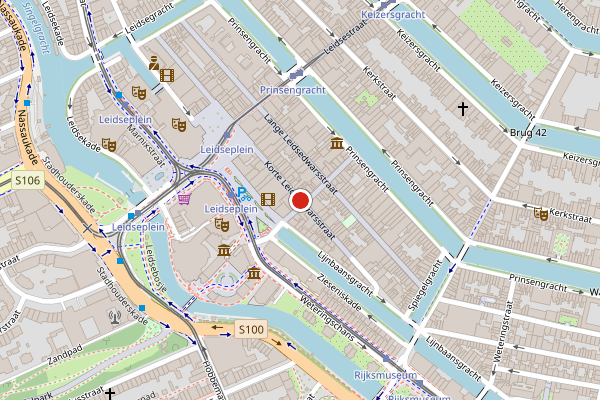 Brandweer-melding op Lange Leidsedwarsstraat, Amsterdam op 1 juni, kaart-overzicht