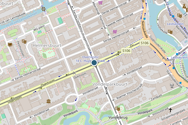 Politie-melding op Overtoom, Amsterdam op 1 juni, kaart-overzicht
