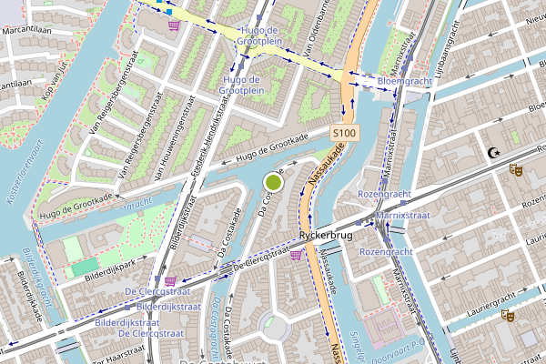 Ambulance-melding op Da Costakade, Amsterdam op 1 juni, kaart-overzicht