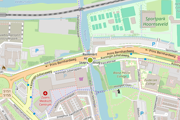 Ambulance-melding op Koningin Julianaweg, Zaandam op 1 juni, kaart-overzicht