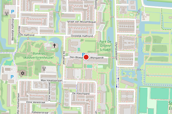 Brandweer-melding op Den Bloeyenden Wijngaerdt, Amstelveen op 28 april, kaart-overzicht