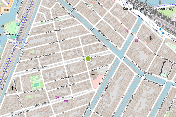 Ambulance-melding op Lindengracht, Amsterdam op 28 april, kaart-overzicht