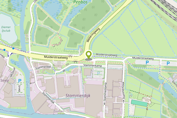 Ambulance-melding op Muiderstraatweg, Diemen op 22 april, kaart-overzicht