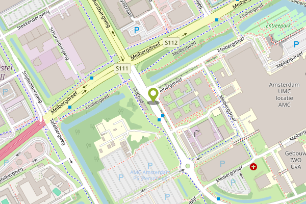 Ambulance-melding op Meibergdreef, Amsterdam op 28 april, kaart-overzicht