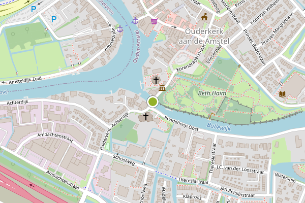 Ambulance-melding op Kerkstraat, Ouderkerk aan de Amstel op 1 juni, kaart-overzicht