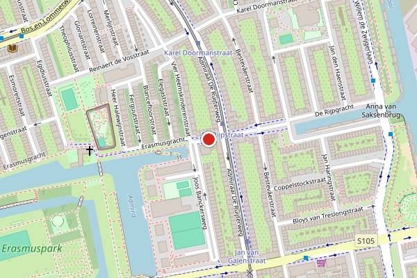 Brandweer-melding op Roelantstraat, Amsterdam op 1 juni, kaart-overzicht