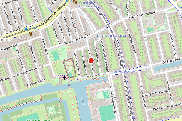 Brandweer-melding op Blancefloorstraat, Amsterdam op 1 juni, kaart-overzicht