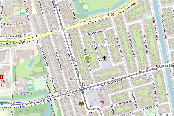 Ambulance-melding op Mercatorstraat, Amsterdam op 1 juni, kaart-overzicht