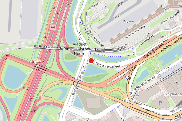 Brandweer-melding op Boulevard, Schiphol op 2 juni, kaart-overzicht