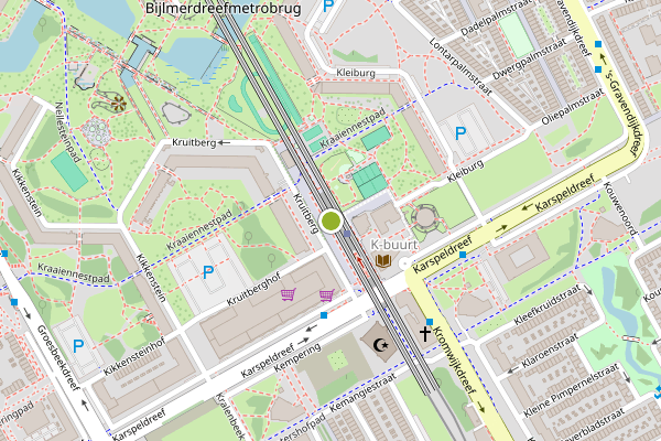 Ambulance-melding op Kraaiennest, Amsterdam op 2 juni, kaart-overzicht