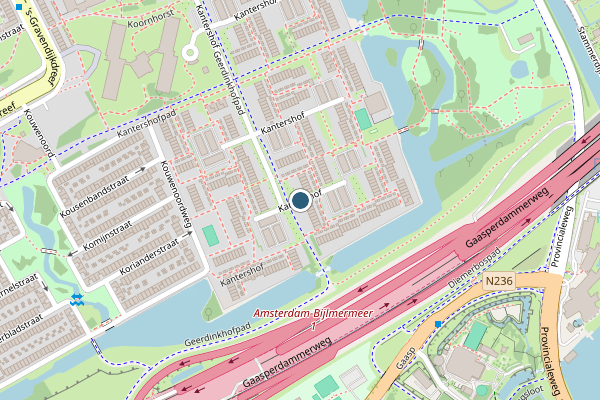 Politie-melding op Kantershof, Amsterdam op 2 juni, kaart-overzicht