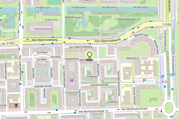 Ambulance-melding op Wamberg, Amsterdam op 29 april, kaart-overzicht