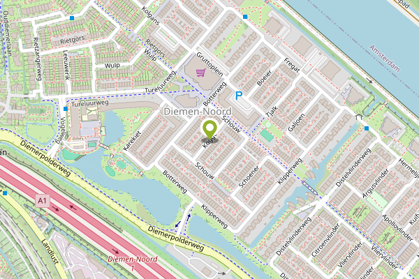 Ambulance-melding op Kogge, Diemen op 29 april, kaart-overzicht