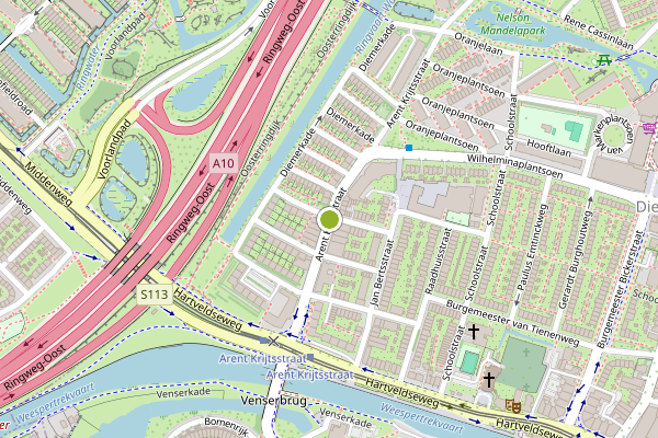 Ambulance-melding op Arent Krijtsstraat, Diemen op 3 juni, kaart-overzicht