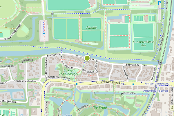 Ambulance-melding op Emmakade, Amstelveen op 3 juni, kaart-overzicht