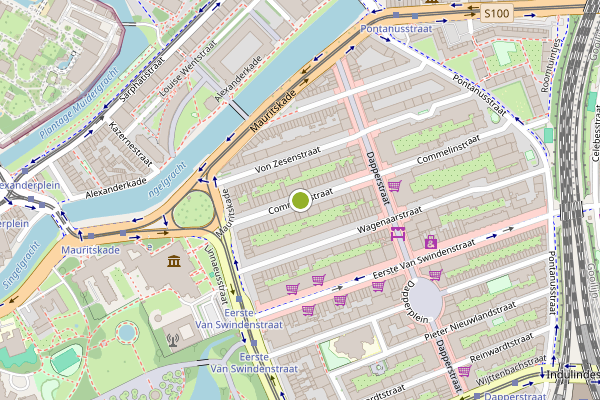 Ambulance-melding op Commelinstraat, Amsterdam op 3 juni, kaart-overzicht