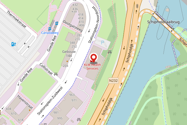 Brandweer-melding op Stationsplein-NO, Schiphol op 23 april, kaart-overzicht