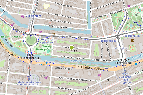 Ambulance-melding op Den Texstraat, Amsterdam op 3 juni, kaart-overzicht