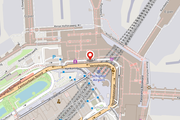 Brandweer-melding op Vertrekpassage, Schiphol op 23 april, kaart-overzicht