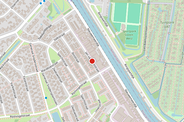 Brandweer-melding op Jan van Gentstraat, Badhoevedorp op 31 mei, kaart-overzicht