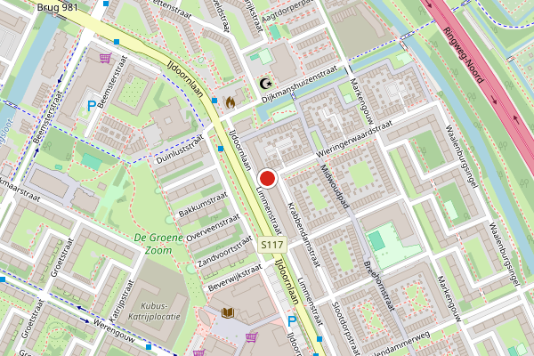 Brandweer-melding op IJdoornlaan, Amsterdam op 3 juni, kaart-overzicht