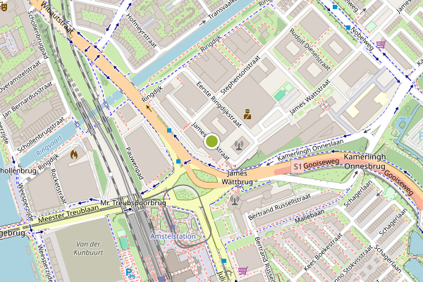Ambulance-melding op James Wattstraat, Amsterdam op 4 juni, kaart-overzicht