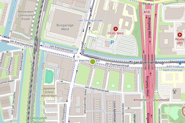 Ambulance-melding op Jan Evertsenstraat, Amsterdam op 4 juni, kaart-overzicht