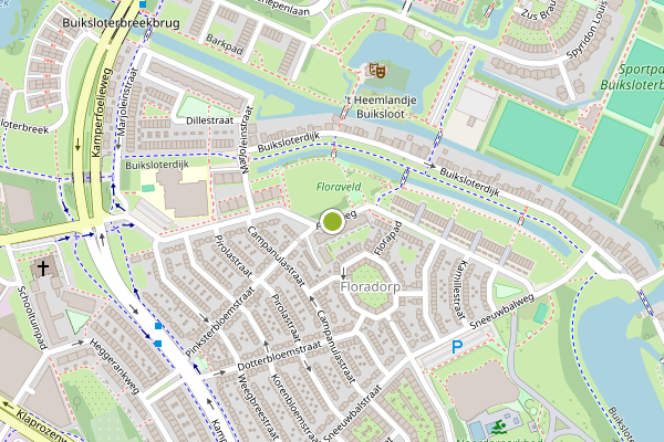 Ambulance-melding op Floraweg, Amsterdam op 4 juni, kaart-overzicht
