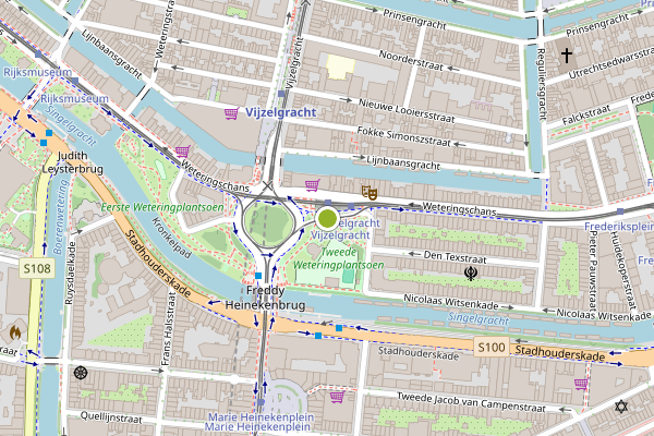 Ambulance-melding op Weteringschans, Amsterdam op 4 juni, kaart-overzicht