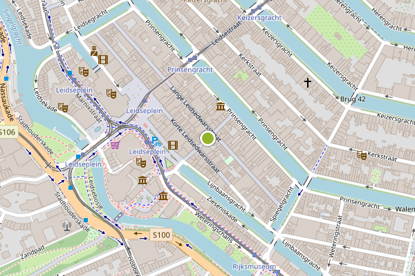 Ambulance-melding op Leidsekruisstraat, Amsterdam op 4 juni, kaart-overzicht