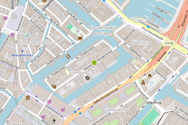 Ambulance-melding op Nieuwe Uilenburgerstraat, Amsterdam op 4 juni, kaart-overzicht