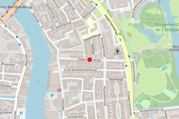 Brandweer-melding op Kopermolenstraat, Zaandam op 4 juni, kaart-overzicht