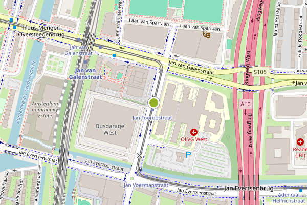 Ambulance-melding op Jan Tooropstraat, Amsterdam op 4 juni, kaart-overzicht