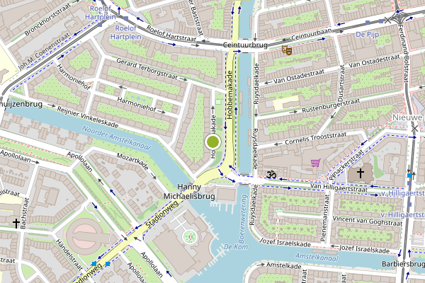Ambulance-melding op Hobbemakade, Amsterdam op 4 juni, kaart-overzicht