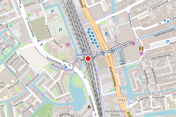 Brandweer-melding op Stadhuisplein, Zaandam op 4 juni, kaart-overzicht