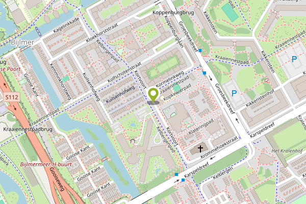 Ambulance-melding op Kortvoort, Amsterdam op 30 april, kaart-overzicht